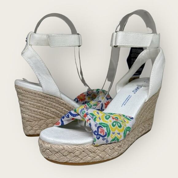 NWOB | TOMS | Marisela Wedge Sandal | White Mediterranean | Size 5 - Picture 1 of 16